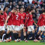 Pemain Manchester United merayakan momen pertandingan Liga Inggris 2025 dengan semangat di lapangan