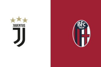 Logo Juventus dan Bologna FC 1909 menjelang pertandingan Serie A Italia