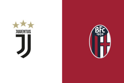 Logo Juventus dan Bologna FC 1909 menjelang pertandingan Serie A Italia