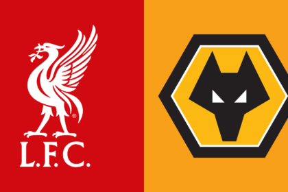 Logo Liverpool dan Wolverhampton Wanderers dalam laga Liverpool vs Wolves di Premier League