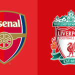 Arsenal FC vs Liverpool FC badges: Ikon rivalitas klasik Premier League dengan logo Arsenal merah-putih dan Liverpool merah-emas