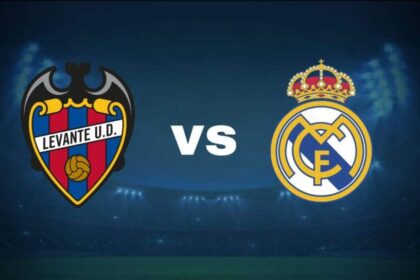 Gambar poster pertandingan Real Madrid versus Levante UD pada 17 Januari 2026 di Stadion Santiago Bernabeu untuk lanjutan La Liga Spanyol
