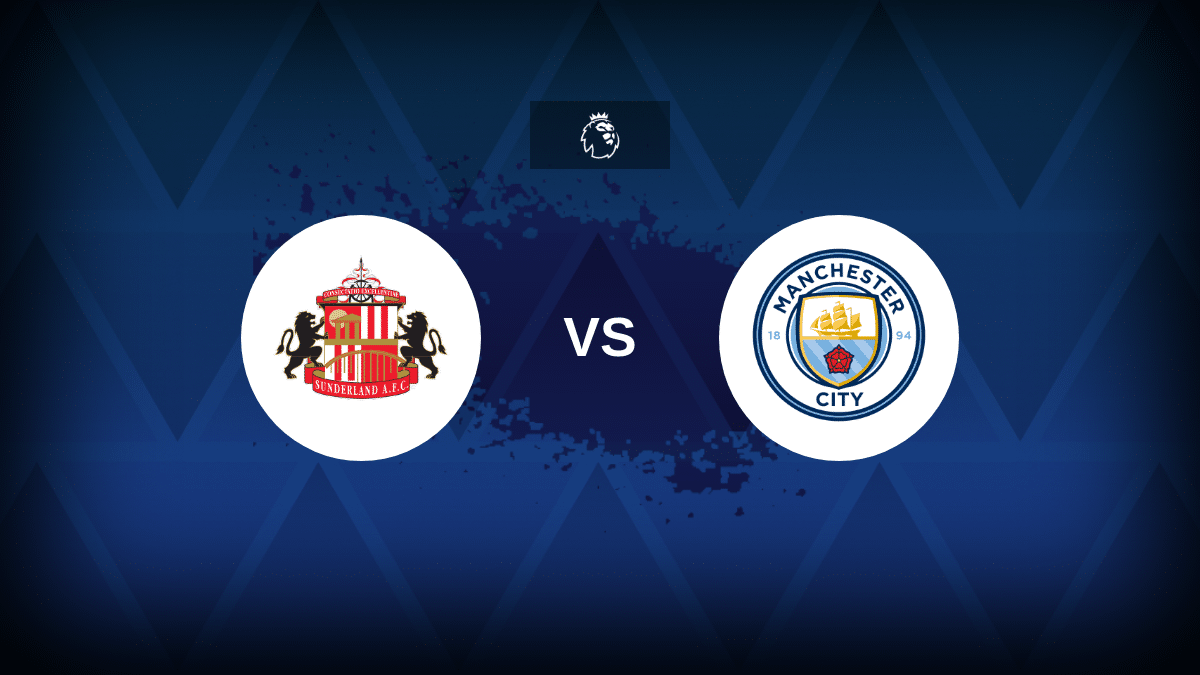 Grafis pertandingan Sunderland vs Manchester City dalam laga Premier League menampilkan logo kedua tim